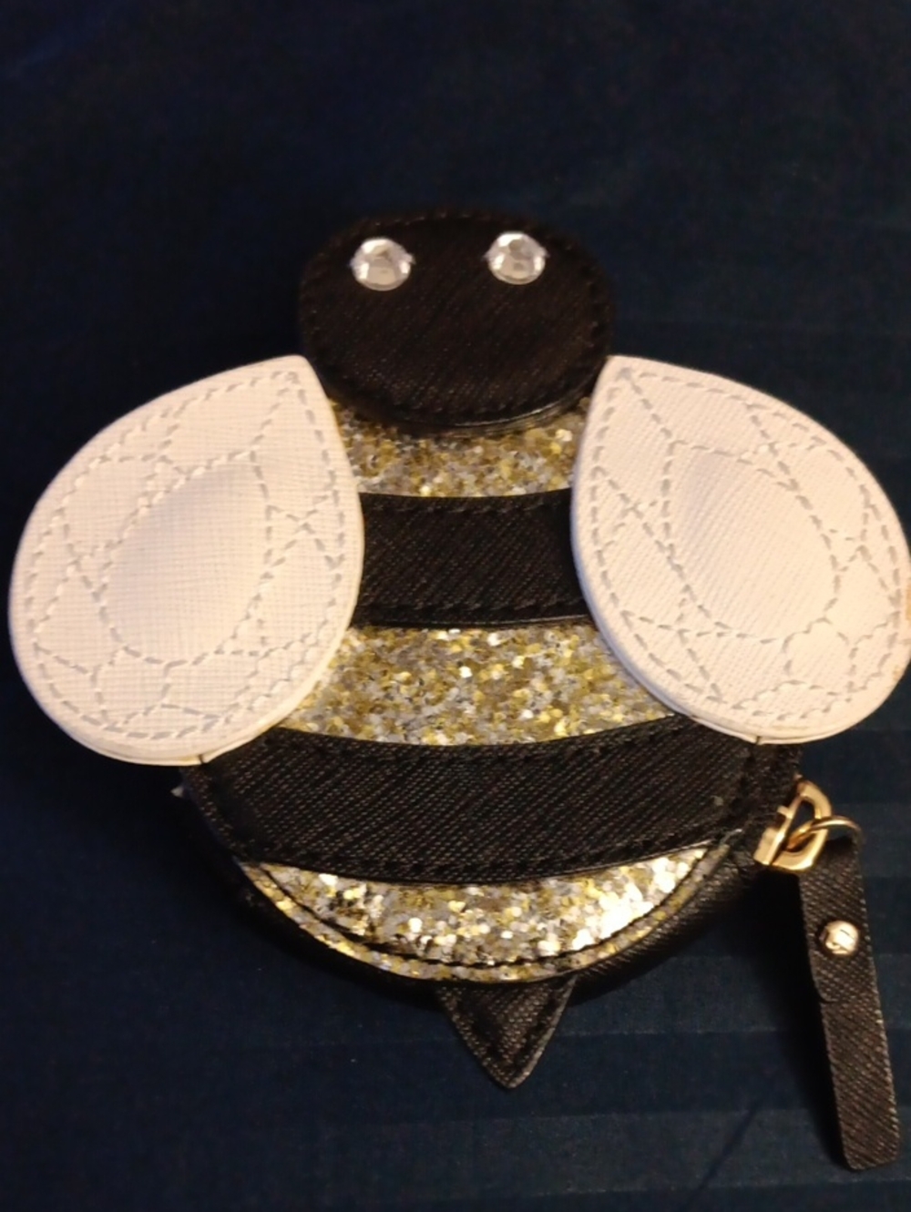 kate spade  Bee Coin Purse - Black, White & Gold Glitter